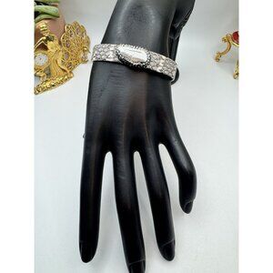 Snake Skin Baroque Pearl Marcasite Thin Cuff Bracelet Pretty Bracelet For Ladies
